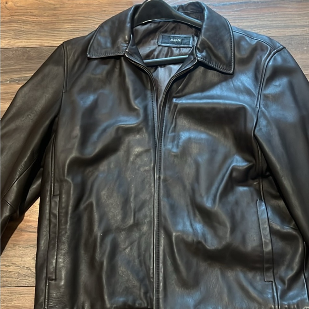 Alfani Brown Leather Jacket for Men